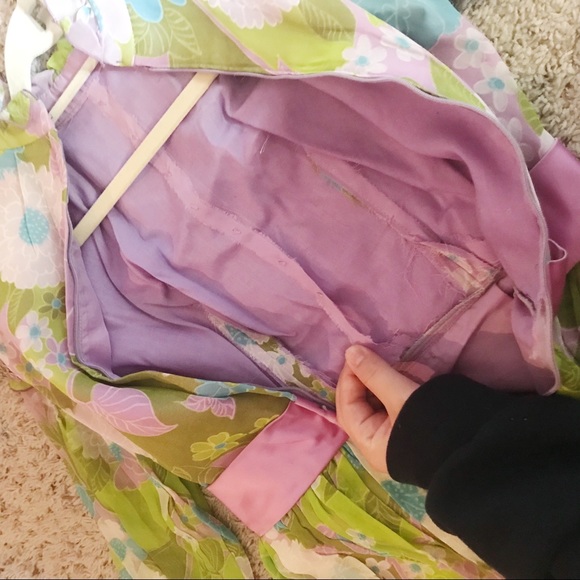 SOLD 70’s Style Bright Floral Disco Maxi Dress - Picture 7 of 8